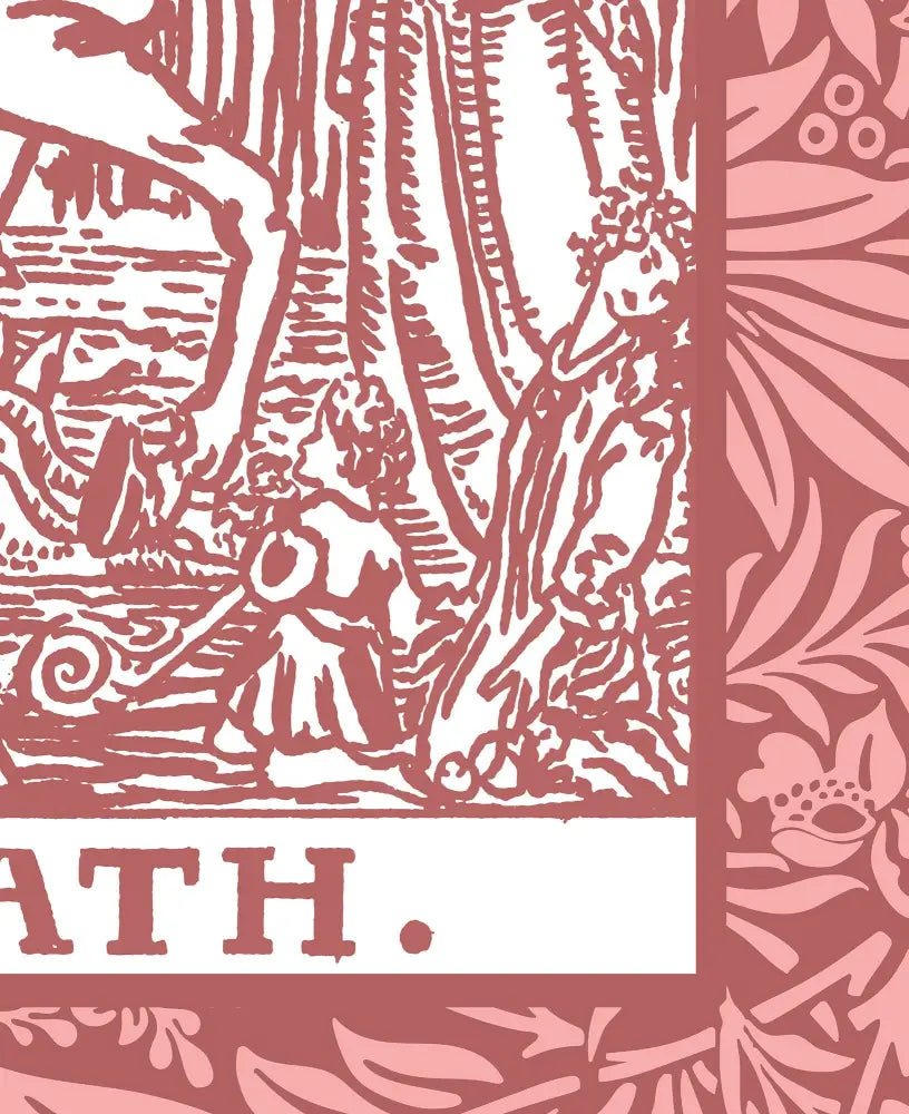 Death Tarot Card Print Pink And White No Frame Poster Unframed Tarot Wall Art Decor by My Store