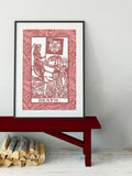 Death Tarot Card Print Pink And White No Frame Poster Unframed Tarot Wall Art Decor by My Store