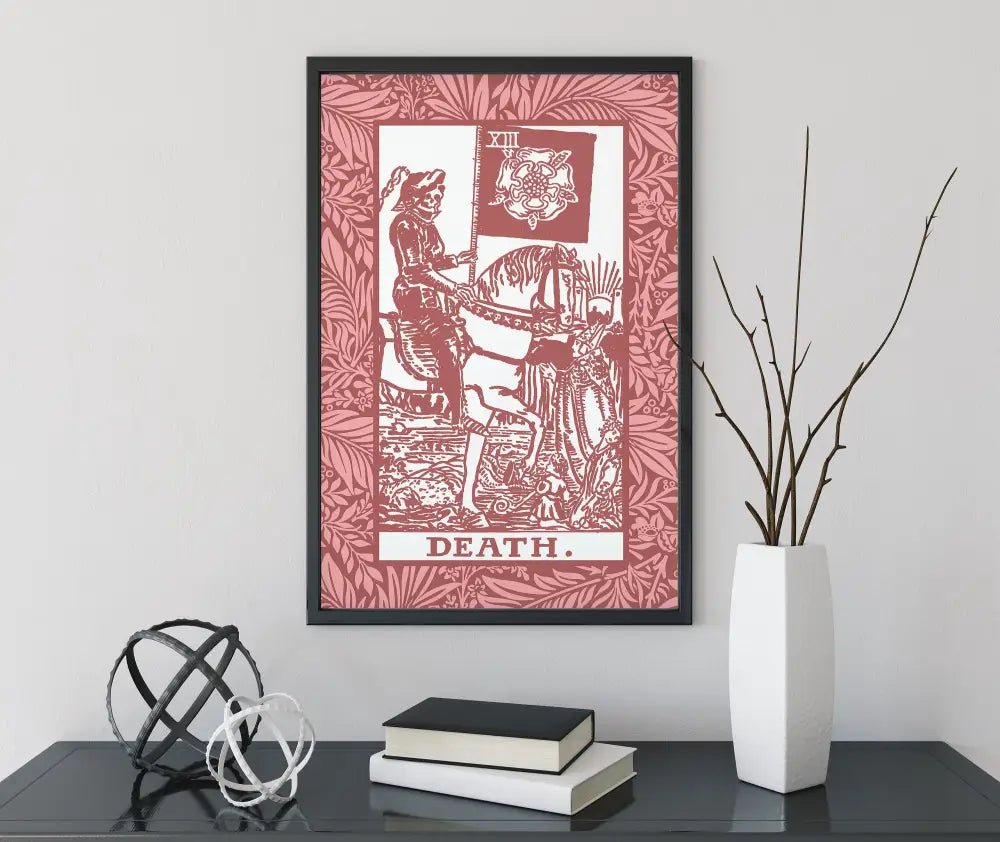 Death Tarot Card Print Pink And White No Frame Poster Unframed Tarot Wall Art Decor by My Store