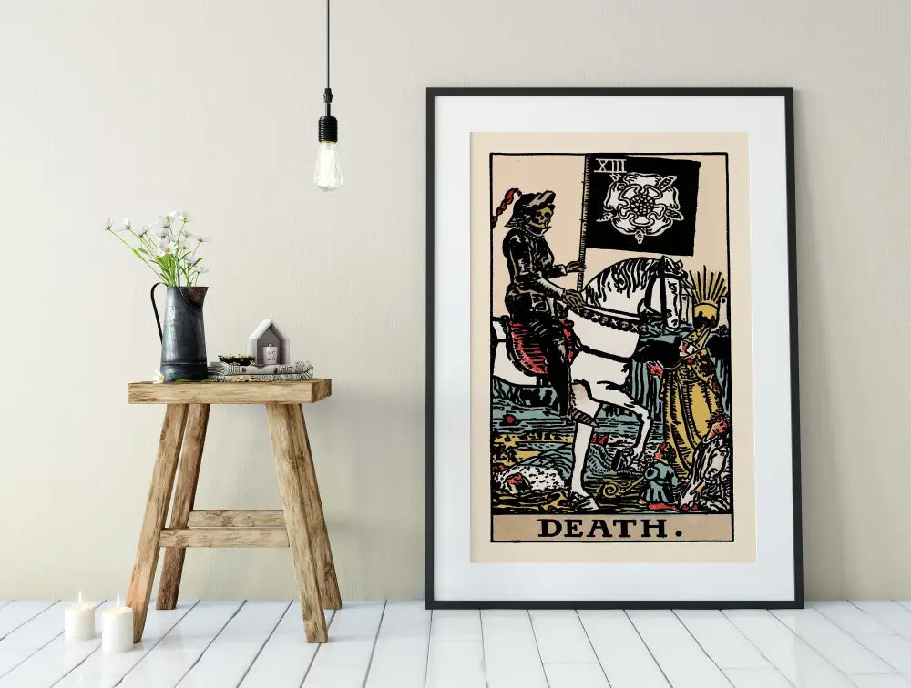 Death Tarot Card Print Rider Waite Poster No Frame Wall Art For Tarot Lovers Premium Art Print by My Store