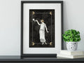 Deco Art Nouveau Goddess Poster Frame in Silver and Gold Moon Theme Large Wall Art by My Store