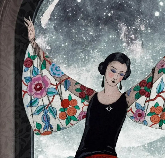 Deco Art Nouveau Goddess Poster Moon Lady Beige And Red by My Store