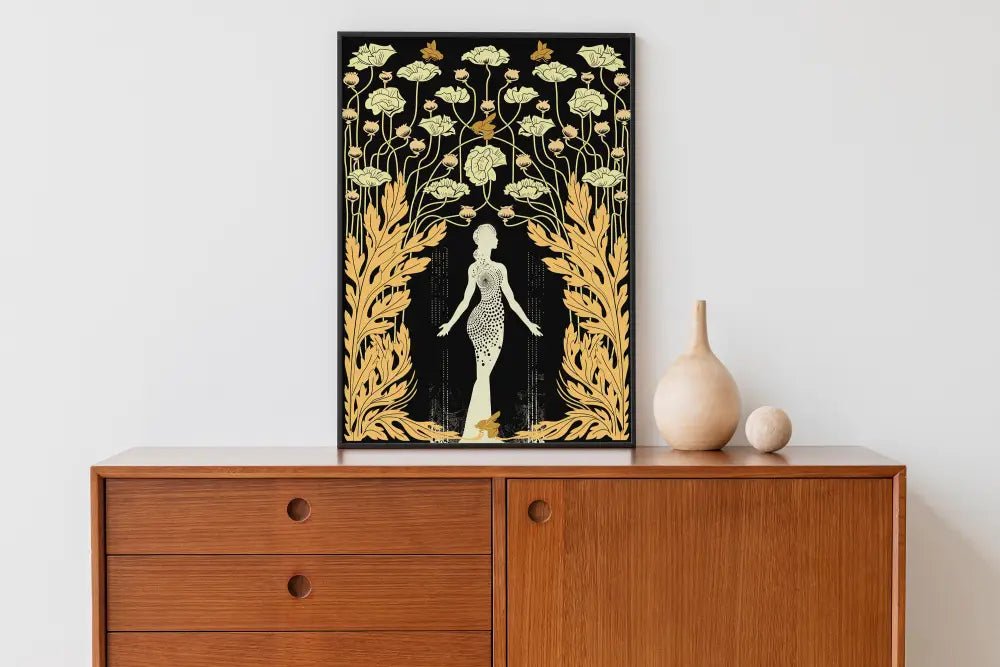 Demeter Goddess Deco Art Nouveau Poster Black Gold Print by My Store