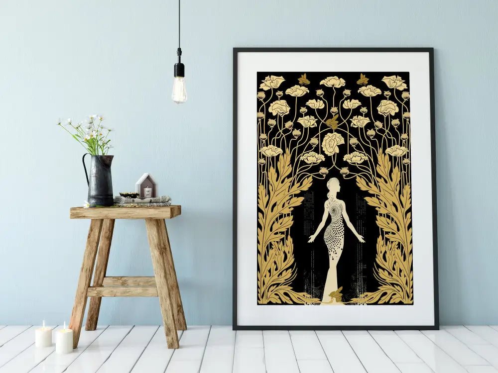 Demeter Goddess Deco Art Nouveau Poster Black Gold Print by My Store