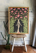 Demeter Goddess Deco Art Nouveau Poster Large Pink And Green Bohemian Wall Art For Living Room by My Store