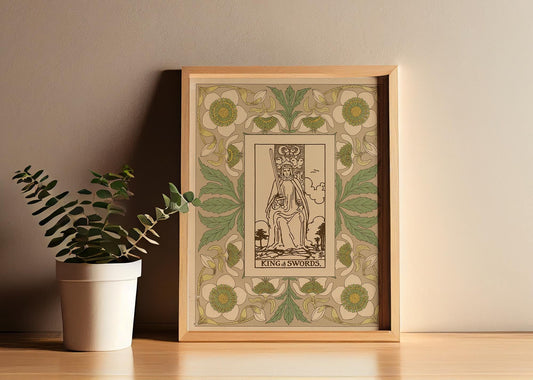 The King of Swords Print - Vintage Shabby Chic - Tarot Poster - Nouveau Tarot Card Poster