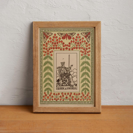 The Queen of Swords - Vintage Shabby Chic - Tarot Poster - Nouveau Tarot Card Poster