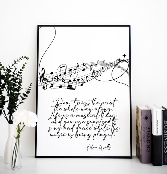 Life Quote - Alan Watts - Poster Bohemian Art Print Poster With Design no frame 20x30 Large