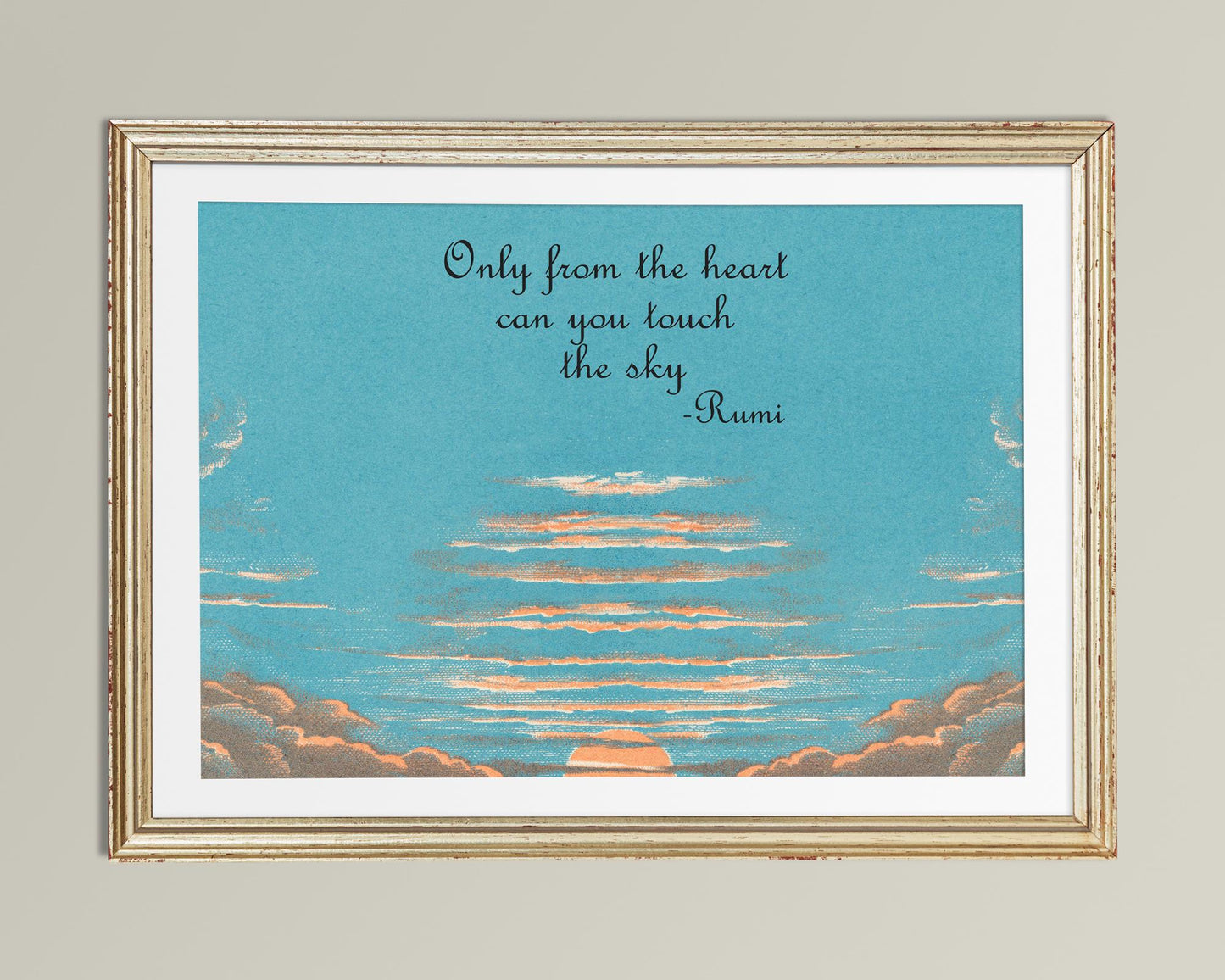 Rumi Poem Poster - Blue Sky - Quote Bohemian Art - Print Poster With Design no frame
