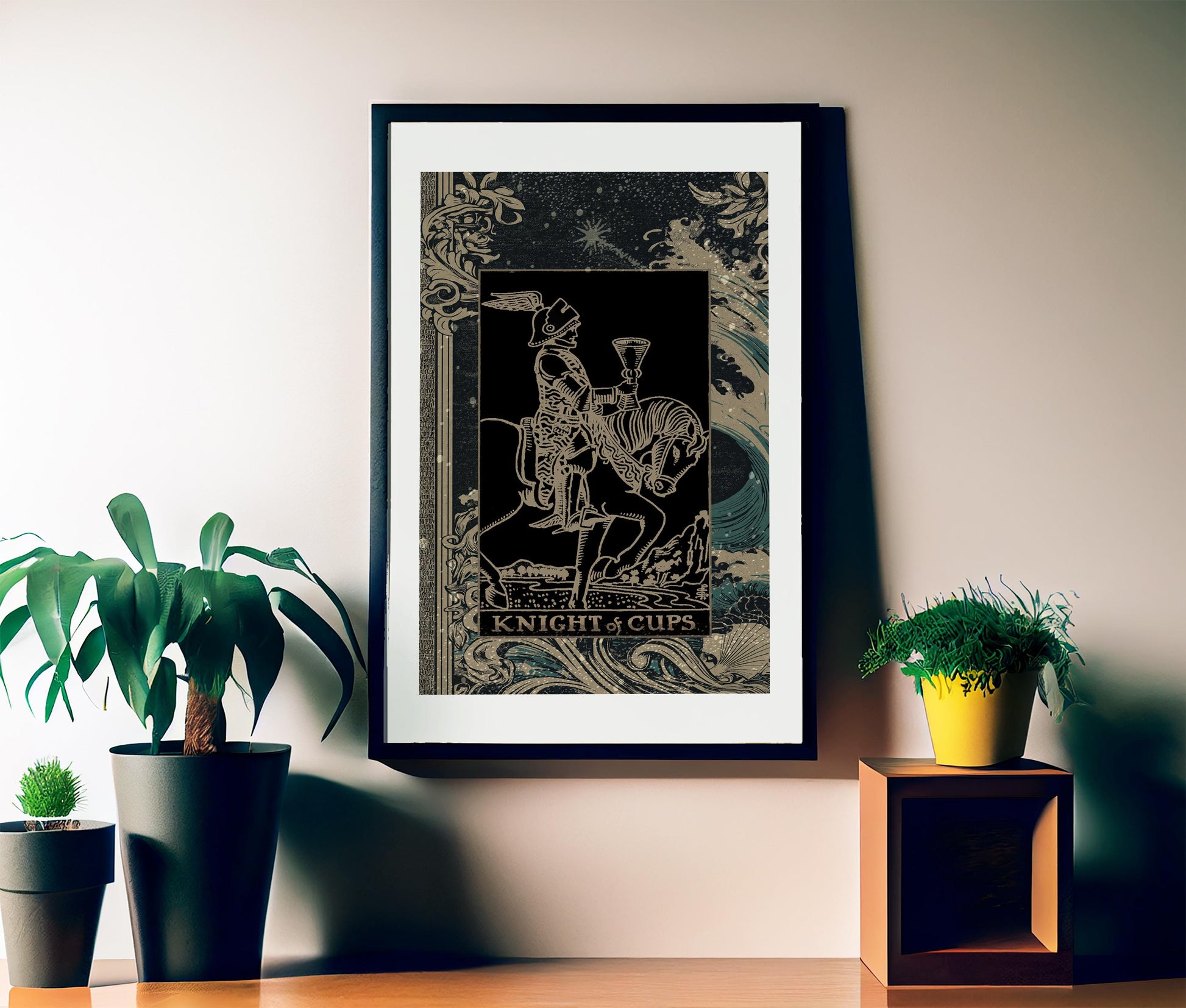 The Knight of Cups Card Print - Floral Nouveau Tarot - Unique Tarot Print - Vintage Tarot Art