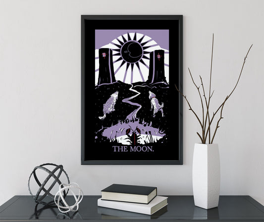 The Moon Tarot Print - Goth Print - Purple Goth Tarot Poster - Pastel Tarot