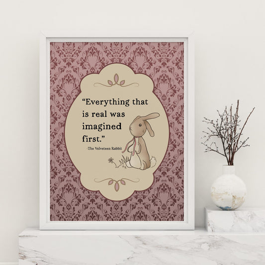 The Velveteen Rabbit Print - Pink and Beige - Nursery Room Art - Quote