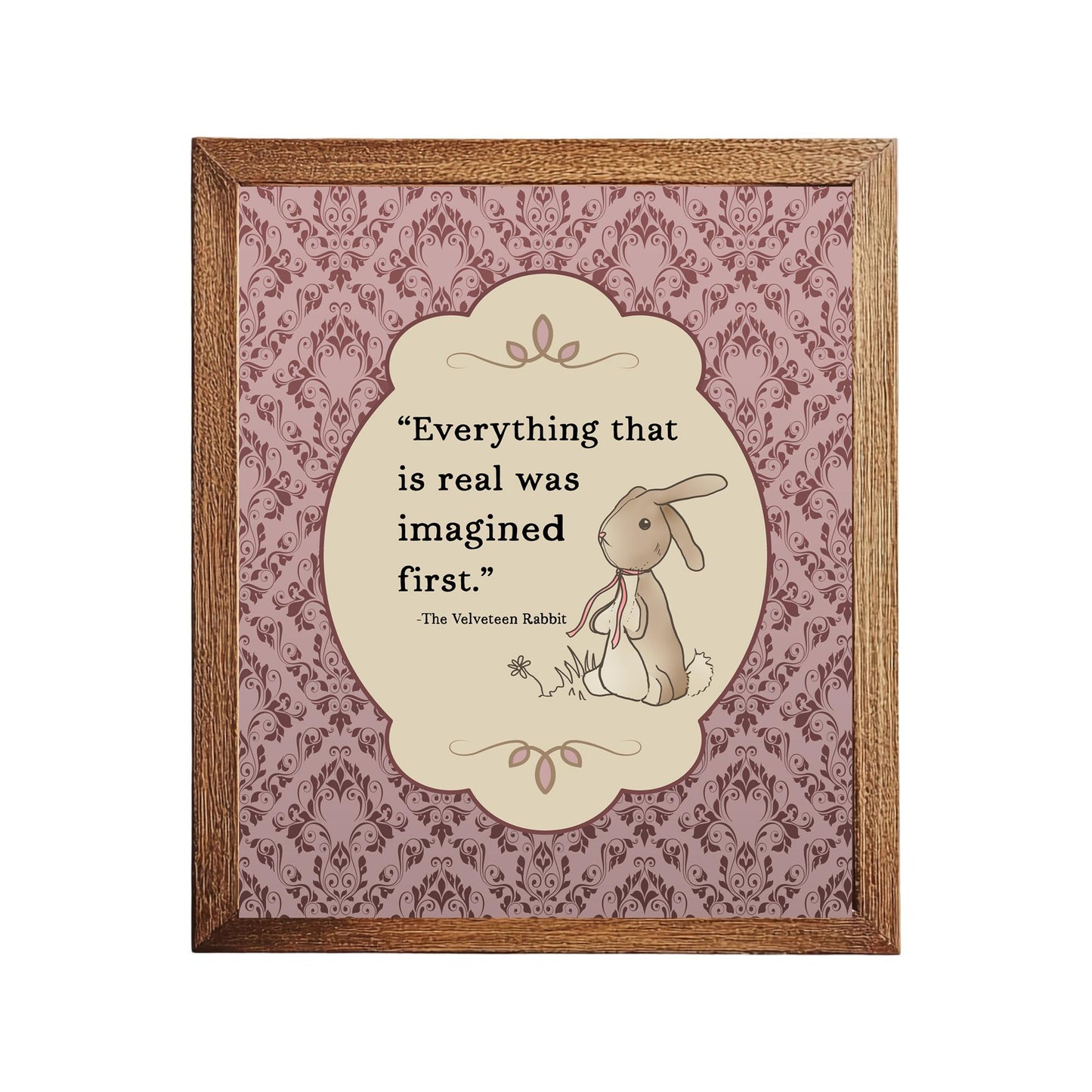 The Velveteen Rabbit Print - Pink and Beige - Nursery Room Art - Quote