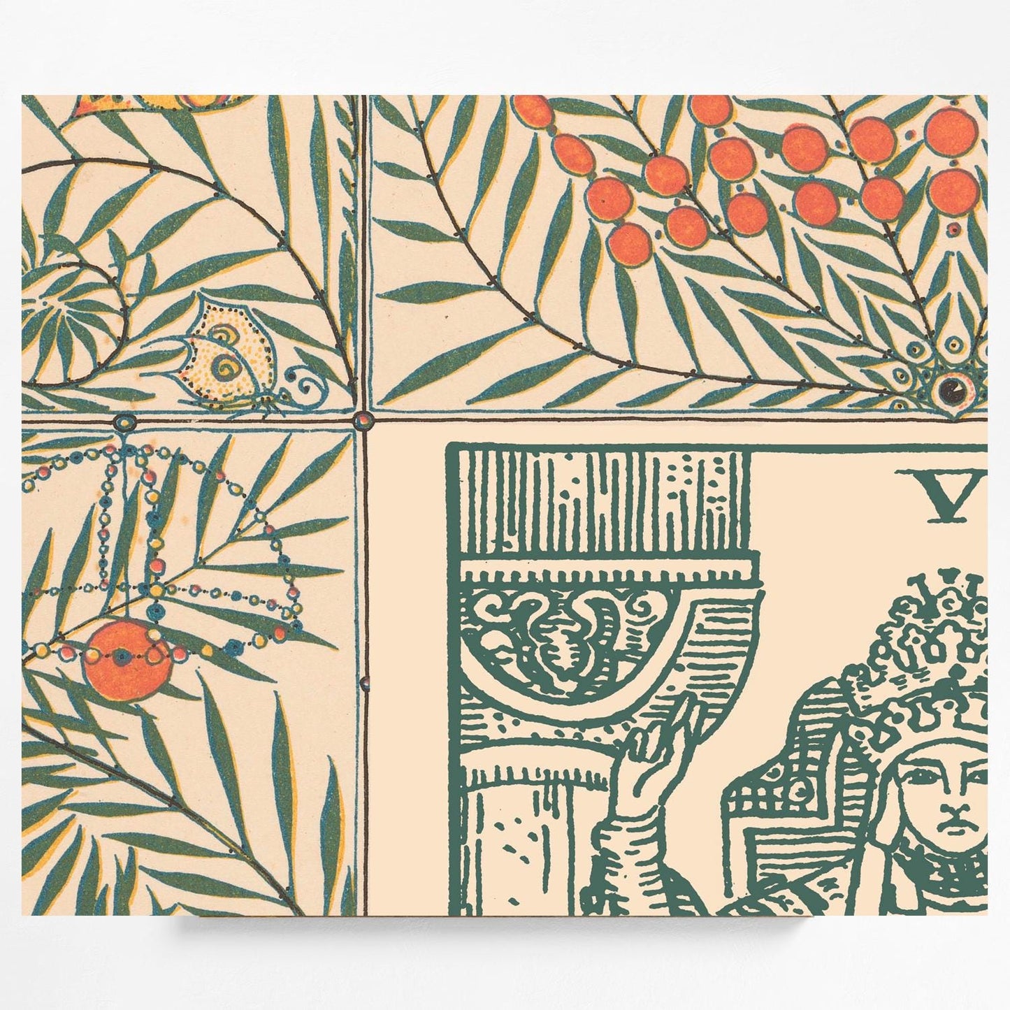 Hierophant Tarot Card Print: Vintage Nouveau Shabby Chic