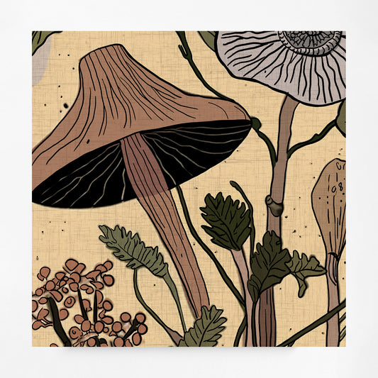 Mushrooms Botany Print - Original artwork - Plants and Mushrooms Drawing - DesignBohemian