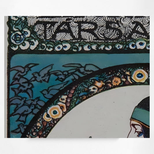 Vintage Book Lover Print Ex Libris Art Nouveau Poster Large Blue And Black Wall Art by DesignBohemian