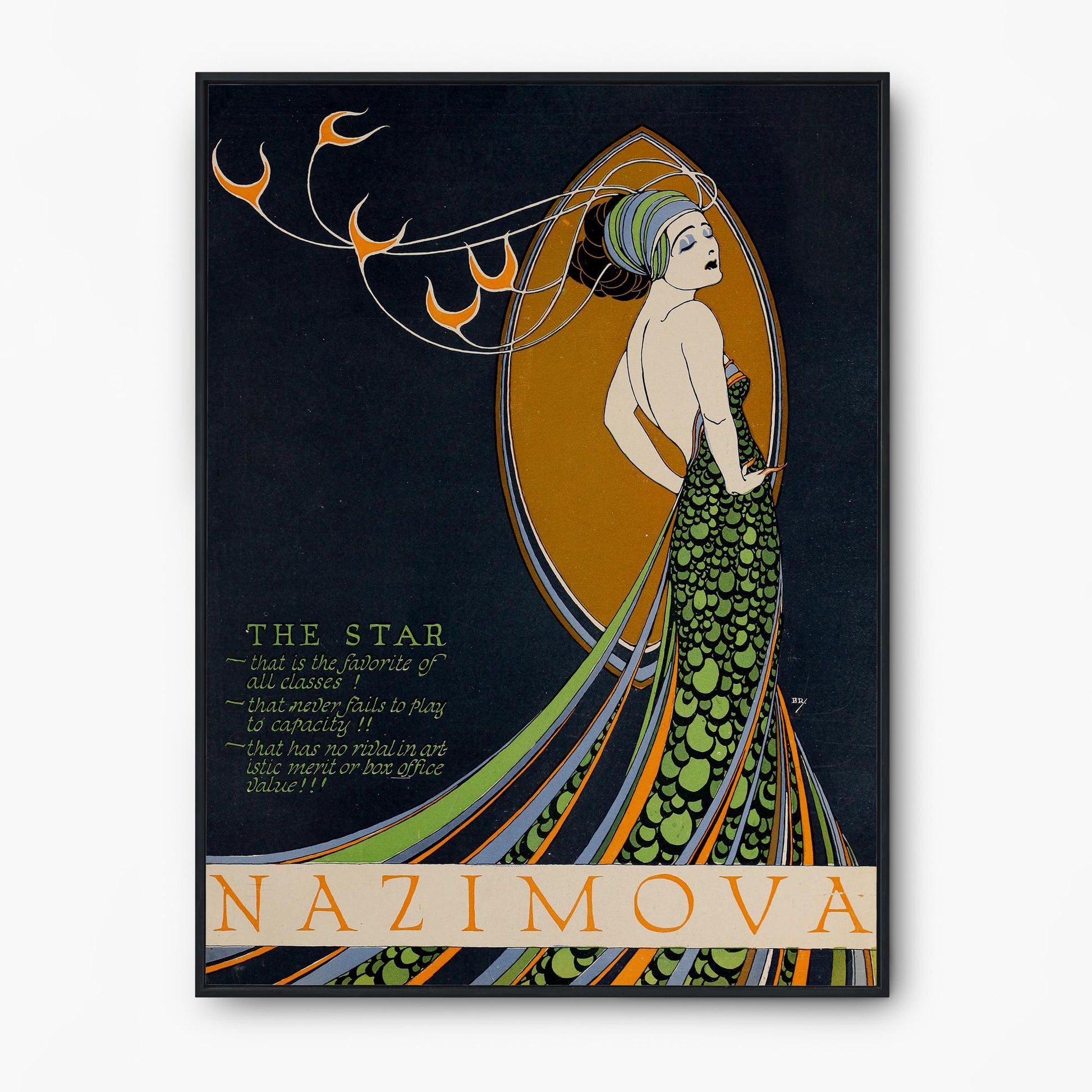 Madame Peacock Art Nouveau Goddess - Poster Bohemian - Goddess Print Large Artwork - Vintage Poster