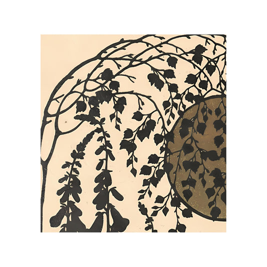 Nymphe Art Nouveau Print Vintage Moon Beige Long Poster Willow Tree by DesignBohemian