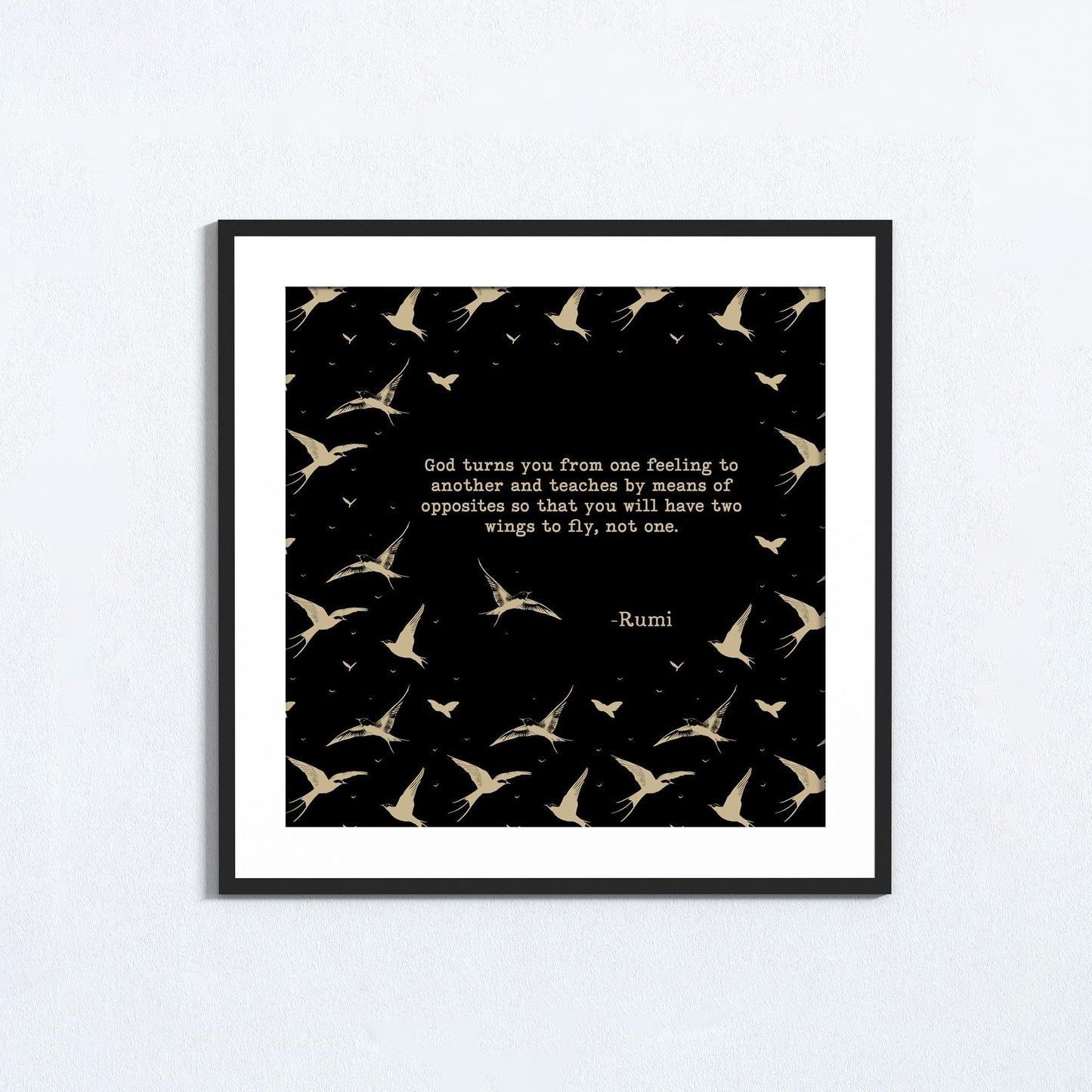 Rumi Wings Poem Art Print - Literary Wall Art