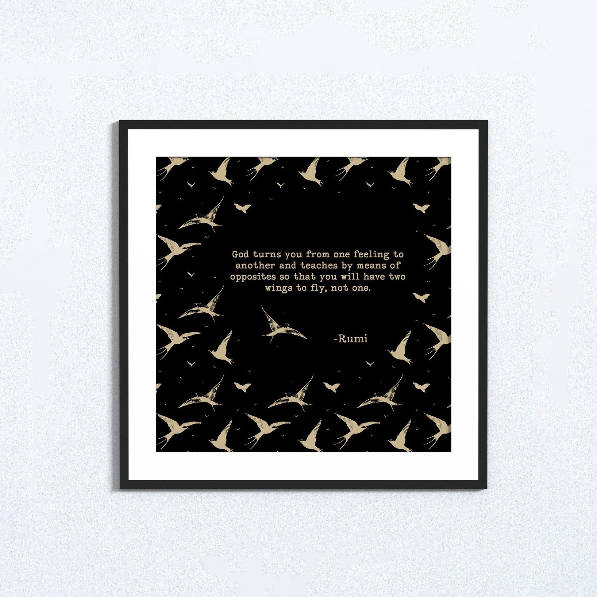 Rumi Wings Poem Art Print - Literary Wall Art