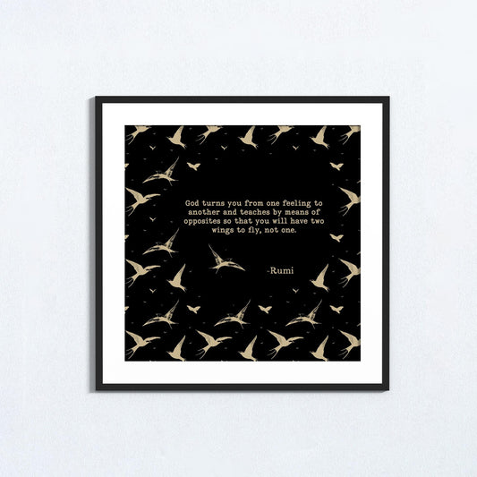 Rumi Wings Poem Art Print - Literary Wall Art
