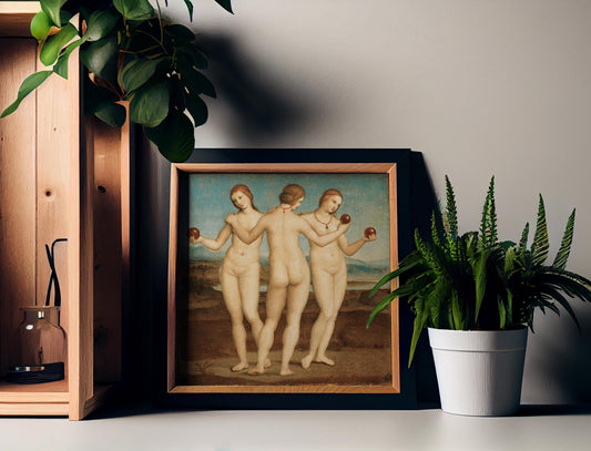 Three Graces Painting - Vintage Print - Square - Art Nouveau Print - Goddess Art Deco