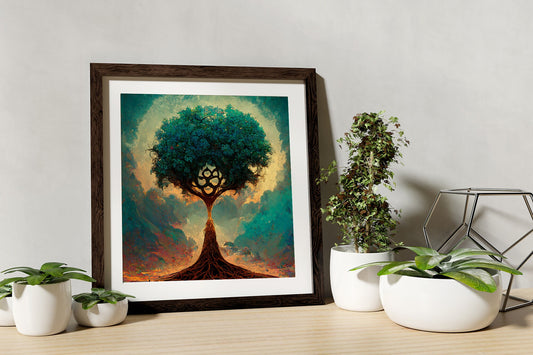 Tree Of Life Surreal Art Print As Above So Below Sacred Space by DesignBohemian