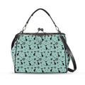 Mid Century Cat Kiss Lock Handbag – Teal & Black Retro Crossbody Purse - DesignBohemian