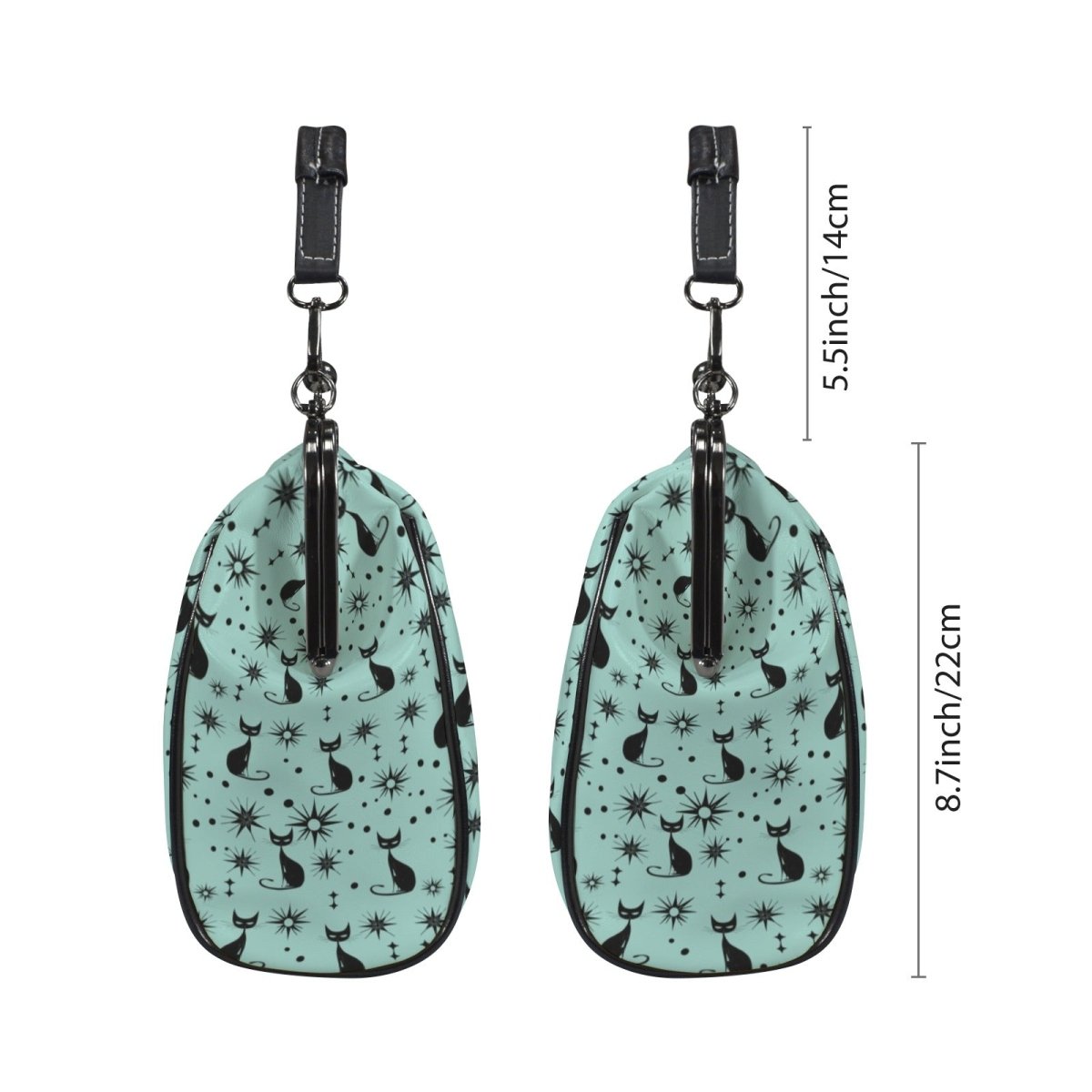Mid Century Cat Kiss Lock Handbag – Teal & Black Retro Crossbody Purse - DesignBohemian