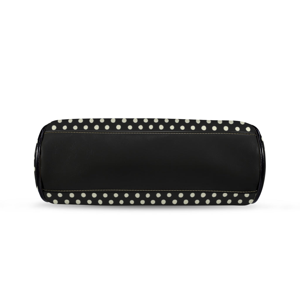 Midnight Confetti Kiss-lock Handbag – Black and Cream Polka Dot Purse