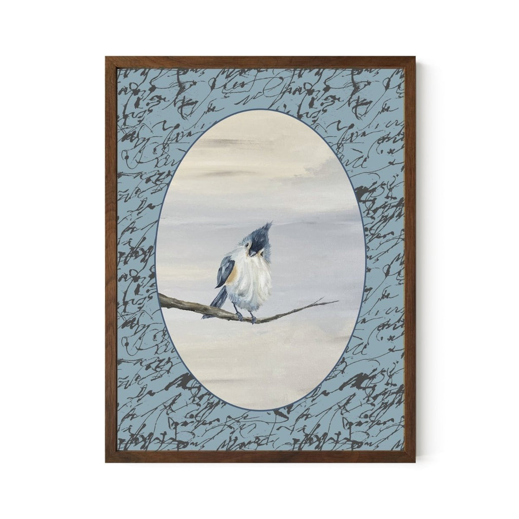 Blue Bird Painting - Vintage Print Illustration - Bird Lover Poster - Framed - DesignBohemian