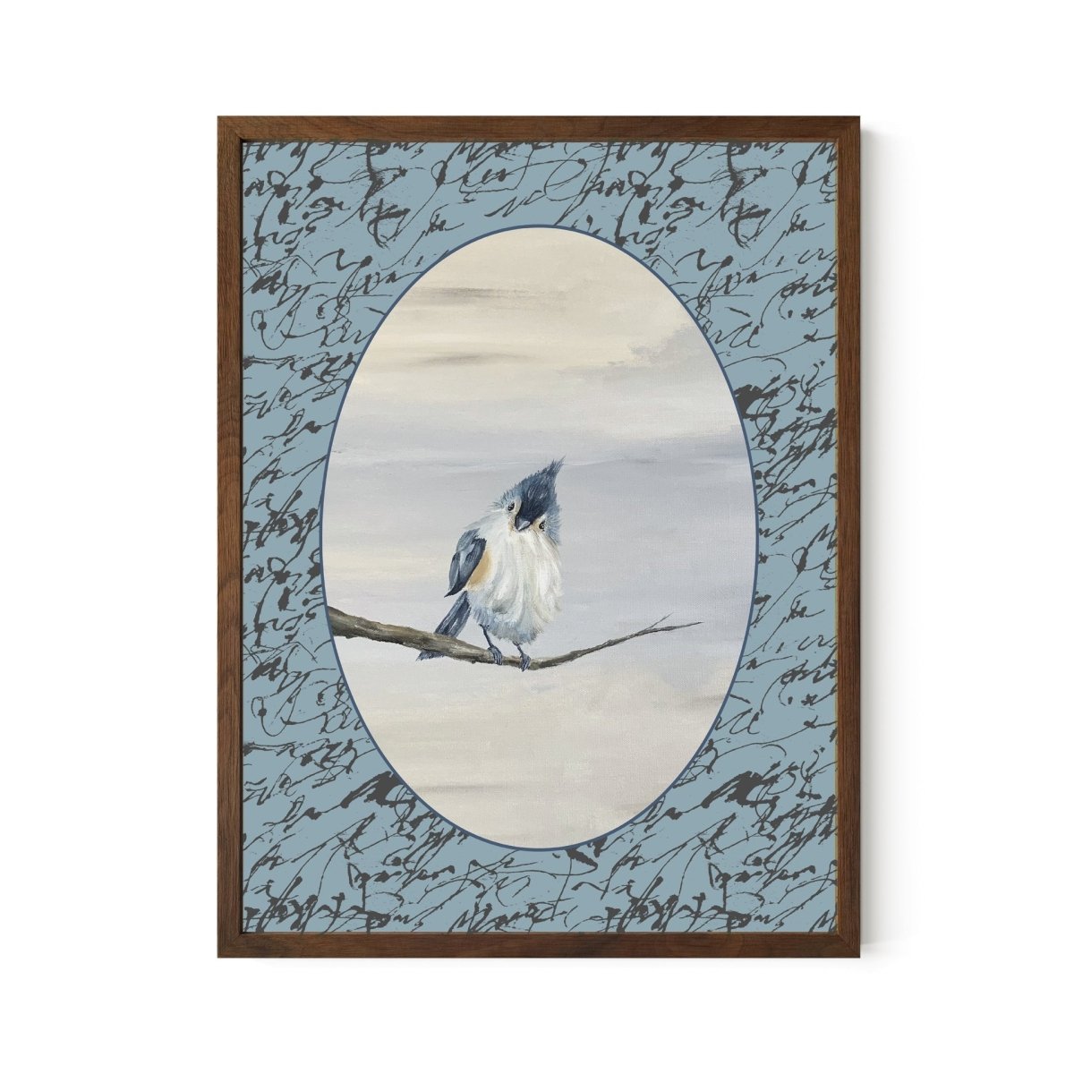 Blue Bird Painting - Vintage Print Illustration - Bird Lover Poster - Framed - DesignBohemian