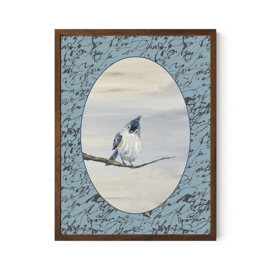 Blue Bird Painting - Vintage Print Illustration - Bird Lover Poster - Framed