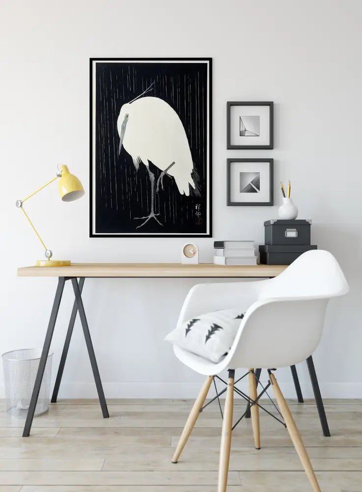 Egret In The Rain By Ohara Koson No Frame Print by My Store