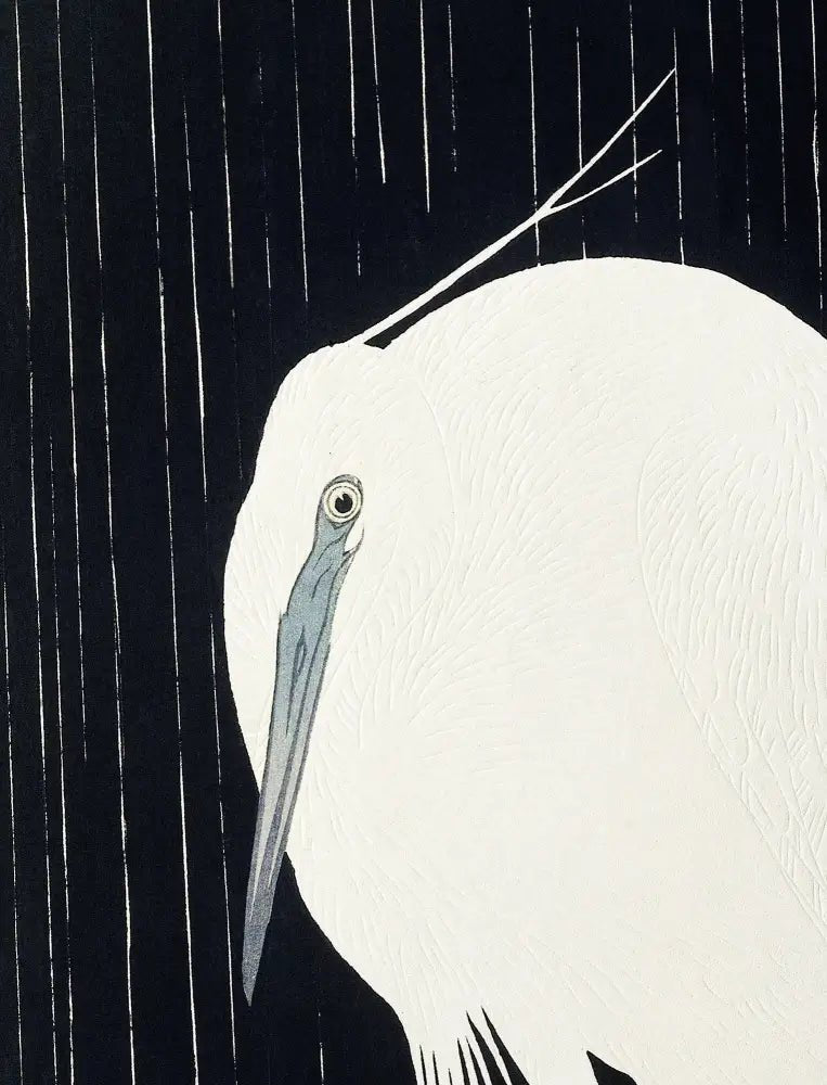 Egret In The Rain By Ohara Koson No Frame Print by My Store