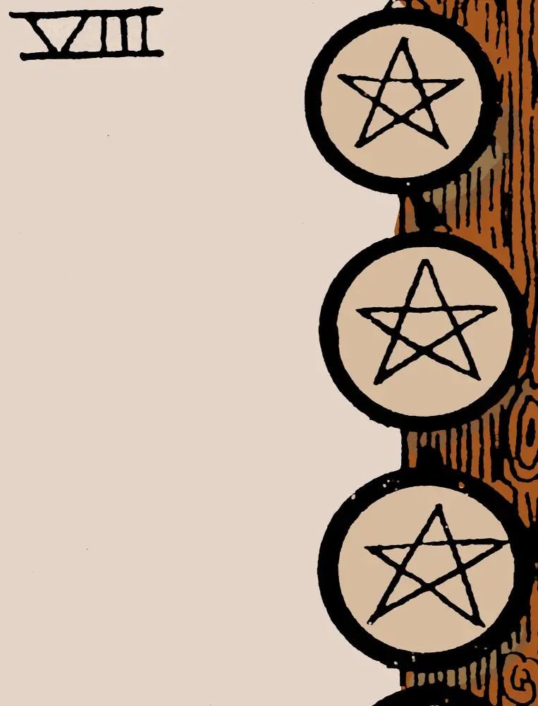 Eight of Pentacles Tarot Card Print Poster in Neutral Tones for Elegant Home Wall Art Decor by My Store