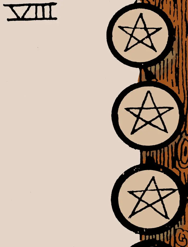 Eight of Pentacles Tarot Card Print Poster in Neutral Tones for Elegant Home Wall Art Decor by My Store