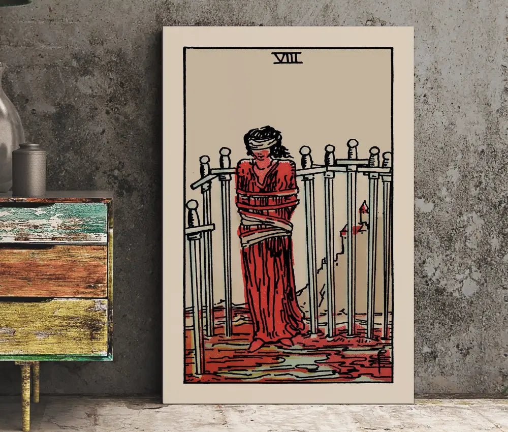 Eight Of Swords Tarot Card Print Poster No Frame Unframed Wall Art For Tarot Lovers by My Store