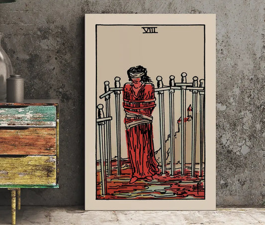 Eight Of Swords Tarot Card Print Poster No Frame Unframed Wall Art For Tarot Lovers by My Store