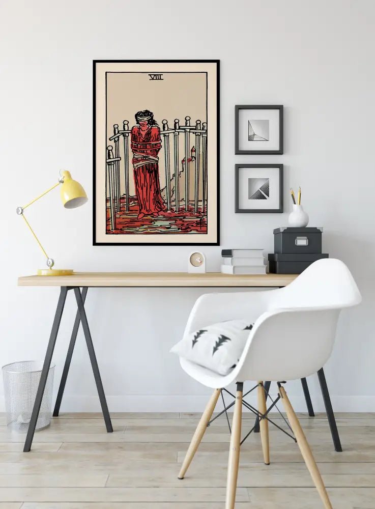 Eight Of Swords Tarot Card Print Poster No Frame Unframed Wall Art For Tarot Lovers by My Store