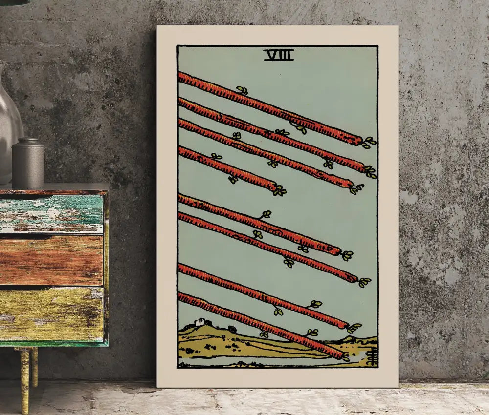 Eight Of Wands Tarot Card Print Unframed Poster by My Store