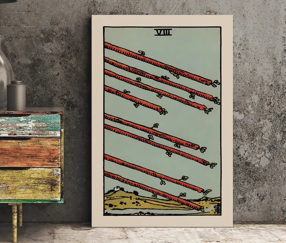 Eight Of Wands Tarot Card Print Unframed Poster by My Store