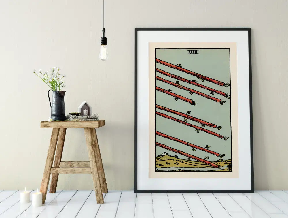 Eight Of Wands Tarot Card Print Unframed Poster by My Store
