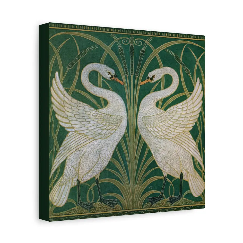 Elegant Swan Canvas Art Stretched Canvas Print Vintage Style Home Decor For Calm Living Spaces by DesignBohemian