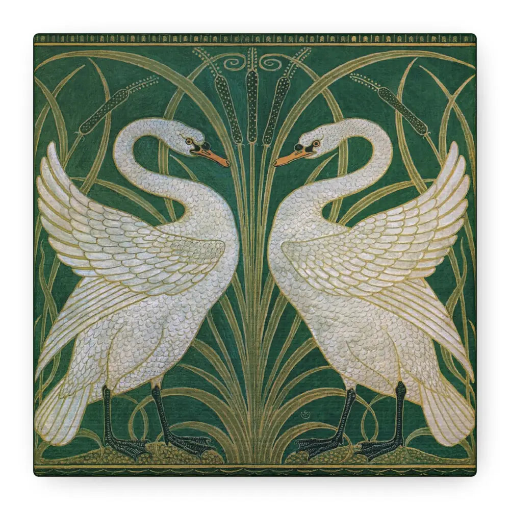 Elegant Swan Canvas Art Stretched Canvas Print Vintage Style Home Decor For Calm Living Spaces by DesignBohemian