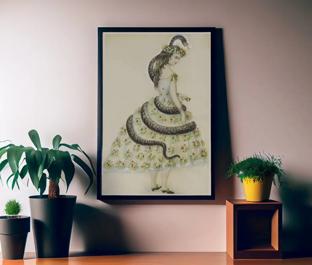 Eve and the Serpent Poster 1860s Masquerade Ball Design for Vintage Wall Art Decor by My Store