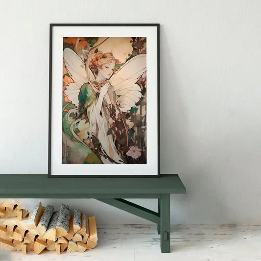 Fairy Poster Vintage Art In Beige And Green For Enchanting Home Decor And Fairy Lovers Gift by My Store