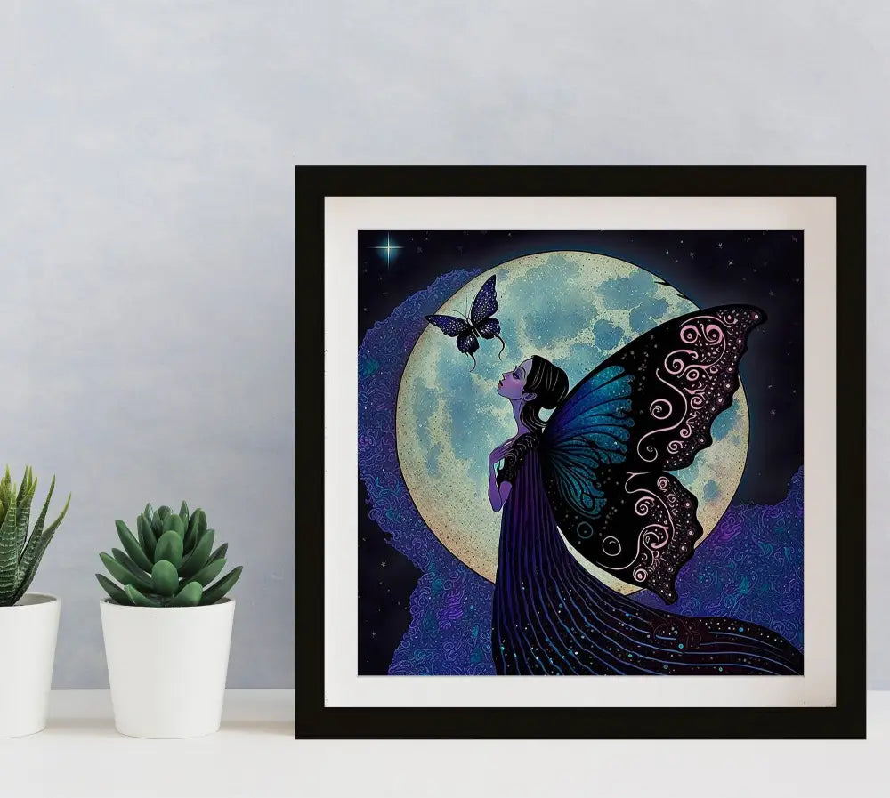 Fairy Print Purple And Pink Fairy Goddess Surreal Art Poster Customizable Sacred Space Decor by DesignBohemian