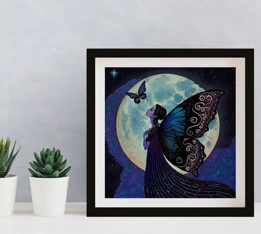 Fairy Print Purple And Pink Fairy Goddess Surreal Art Poster Customizable Sacred Space Decor by DesignBohemian