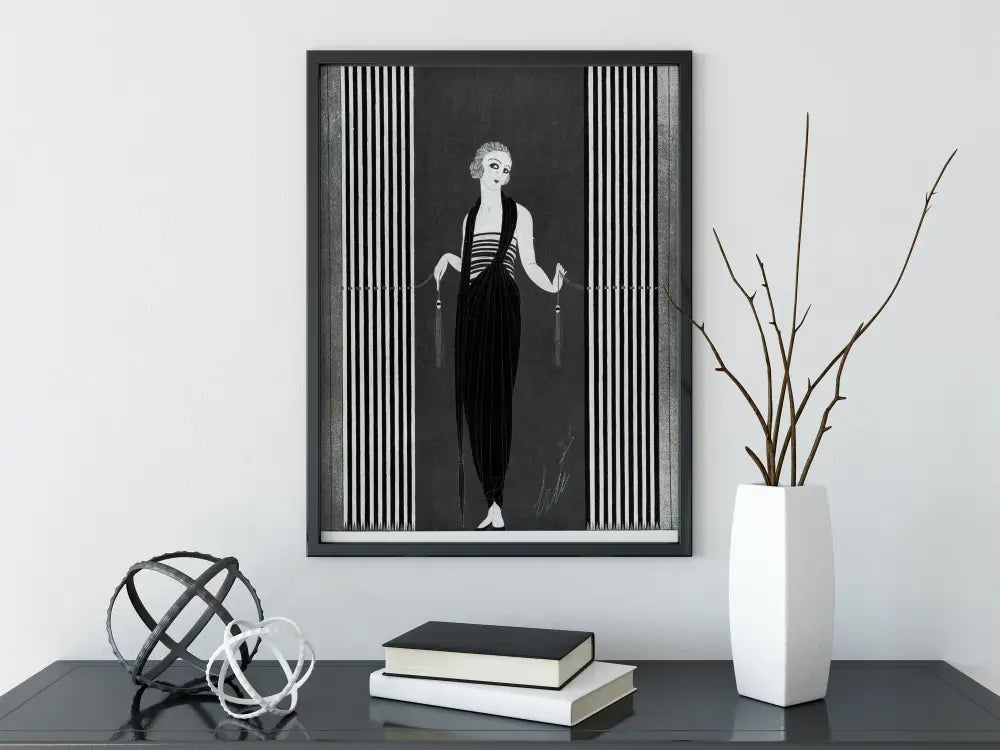 Fashion Magazine Flapper Print Black and White Wall Art by My Store